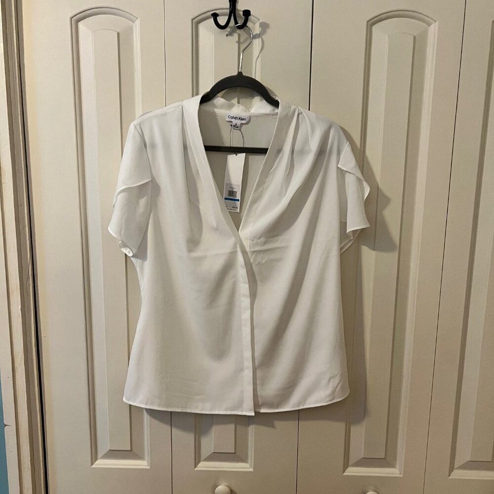Cream Calvin Klein Pullover Blouse Size XL NWT